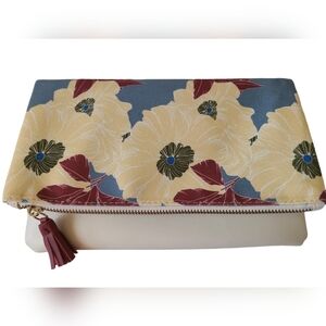 RACHEL PALLY Canvas Leather Trim Clutch or makeup bag. ENC never used Cute!